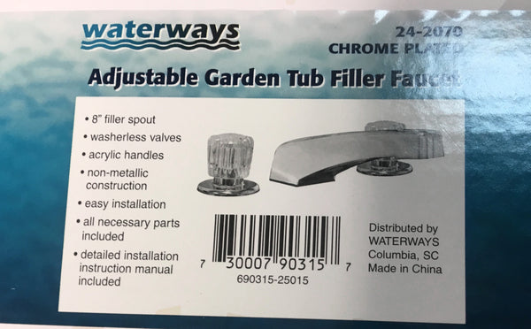 8" Adjustable Garden Tub Filler Faucet Filler Spout