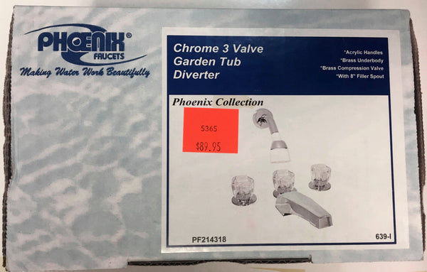 8" Garden Tub and Shower 3 Valve Faucet