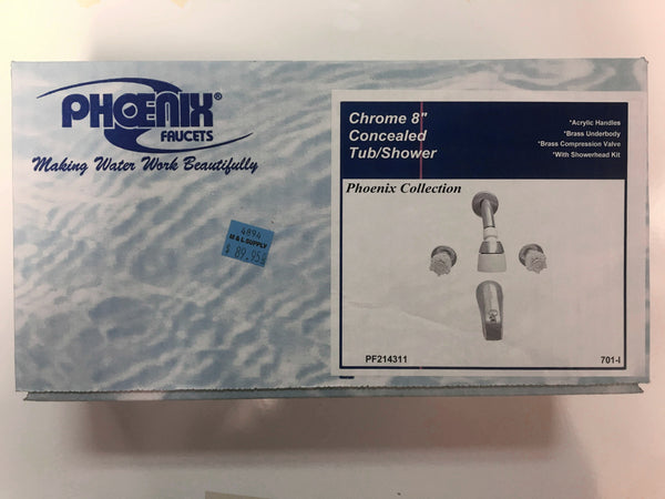 8" Two Valve Tub and Shower Concealed Faucet