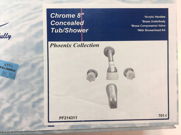 8" Two Valve Tub and Shower Concealed Faucet
