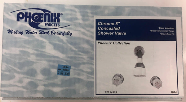 8" Concealed Shower Valve with Showerhead Kit